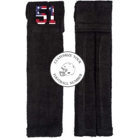 Player Number Football Towel Black w/USA American Flag Number - Customize Your Number (51)
