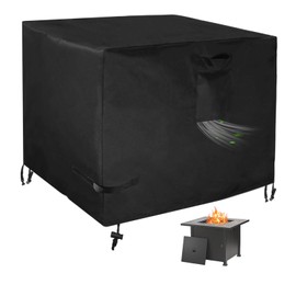 Fyelo 30 Inch Gas Fire Pit Cover for 28-30 Inch Square Fire Pit Tables, Heavy Duty 600D Waterproof & Windproof 30 x 30 x 25 Inches Patio Firepit Cover, Black