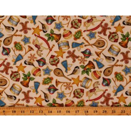 Quilting Treasures Cotton Ornaments Toys Christmas Presents Cotton Fabric Print by the Yard D500.43