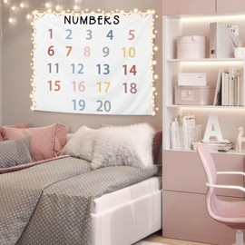 YTRGI Kids Numbers Boho Classroom Tapestry Wall Hanging, Nursery Wall Decor, Numbers 1-20 Educational Wall Tapestry Blanket for Classroom Toddler Kids Nursery Bedroom Playroom Decoration, 50x60 Inch