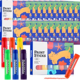 Gilprop 20 Sets Tempera Paint Sticks for Kids and Student 120 Pcs 6 Classic Colors Washable Quick Drying Art Solid Tempera Paint Stick Bulk Crafts Supplies for Children Toddler Classroom School Favors