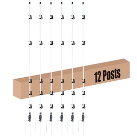 60'' Fiberglass Electric Fence Posts with Double Spikes for Animals, Garden Protection, etc. - 12 Posts Come with 60 Clips