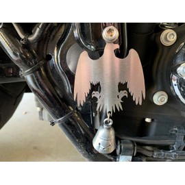 Kustom Cycle Parts Universal Stainless Steel Eagle Bell Hanger With Gun Metal Bell- Bolt and Ring Included. Fits all Harley Davidson Motorcycles & More! Proudly MADE IN THE USA!