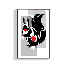 SIGNFORD Framed Canvas Print Wall Art Cat in Renaissance Era Clothing Portrait Animals Wildlife Illustrations Modern Art Chic Fun Multicolor for Living Room, Bedroom, Office - 16"x24" Black