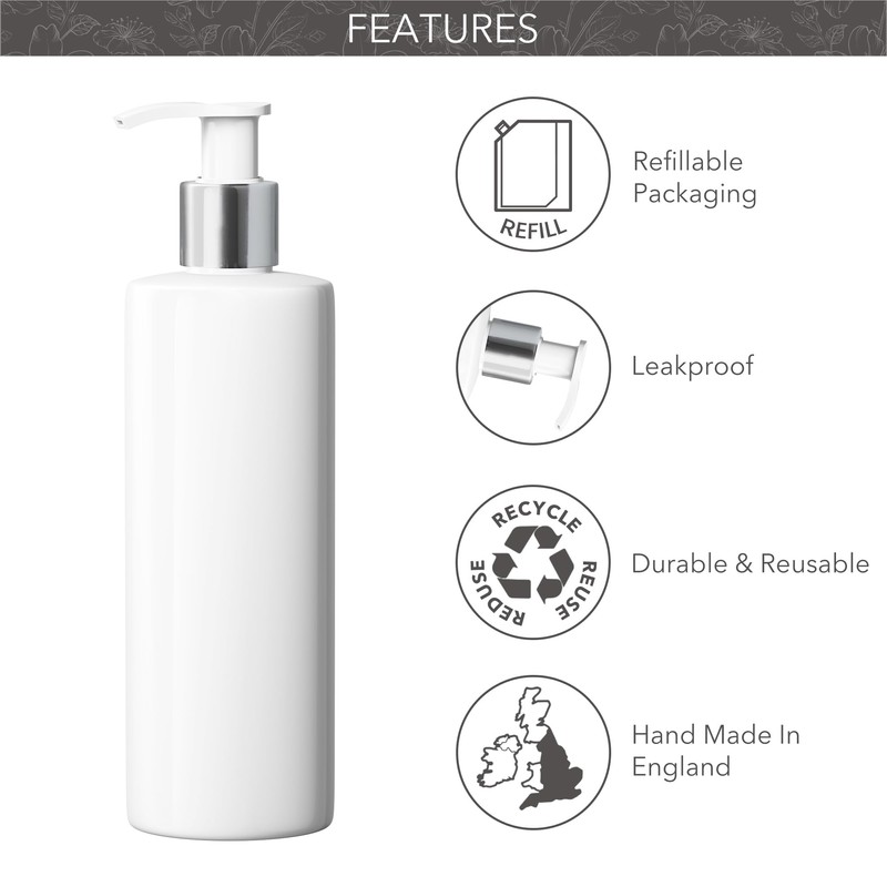 500ml Dispenser Pump Bottle White PET Plastic Bottle Silver/White Lotion