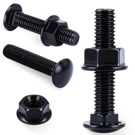 Schlossschrauben Schwarz M8 x 40 mm Pack of 25 Carriage Bolts 304 Flat Head Screws Black Oxide A2 with Flange Nuts M8 Nut DIN Hexagon Socket Full Thread Hex Screw for Furniture, Furniture Screws