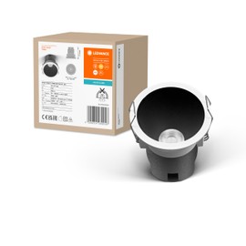 Ledvance Spot Twist recessed downlight, black, 5 W, 400 lm, 830 WT, 70 mm diameter, warm white light colour, up to 90% energy saving compared to halogen downlights, easy installation, 3000 K