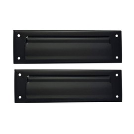 QCAA Ranura para correo de latón macizo, con placa trasera interior de latón macizo, 10 x 3 pulgadas, negro mate, 1 paquete, fabricado en Taiwán