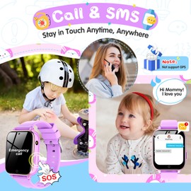 4G Smart Watch for Kids – Kids Phone Watch with Calling SOS Texting WiFi Music Games Pedometer Camera Alarm Stopwatch Video Calculator (Not Support GPS), Smart Watch for Boys Girls Ages 4-12 (Purple)