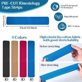 4 Rollen Athletic Tape Foam 7cm x 27mmit 40 Stück Kinesiologie Tape 5m x 5cm, Sport Tape Set, Wasserfestes Elastisches Tape, Set Kinesiotape Sport mit Foam Pre-Wrap Sports Tape für Knöchel Knie