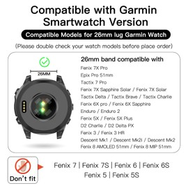 OVERSTEP Compatible with Fenix 8 51mm Bands 26mm Soft Siliocne Strap for Garmin Fenix 5X/Fenix 5X Plus/Fenix 6X/Fenix 6X Pro/Fenix 7X/Fenix 7X Pro Smartwatch