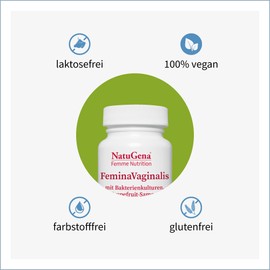 NautuGena FeminaVaginalis/Bakterienkulturen, Grapefruit-Samen & Oregano-Extrakt für Frauen/ 120 Kapseln (1-Monats-Packung)