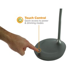 Bostitch Office LED Gooseneck Desk Lamp with USB Charging Port, 3 Dimming Levels, Touch Control, Gray (VLED1502-GR)