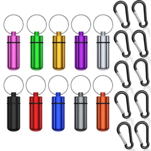 Urekt Small Portable Pill Case with Keychain, (10 Pack +