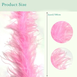 LONDGEN 1ply Ostrich Feather Boa 2 Yards for Dance Performance and 1920's Flapper Costume Accessory (Pink)