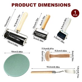 6 Pcs Brayer Roller Set for Crafts, Roller and Ink Rollers Tool Kit with Scraper, Mushroom Brayer, Malian, 3.5cm/6cm/10cm Lino Rollers for Printmaking, Block Printing and DIY Art