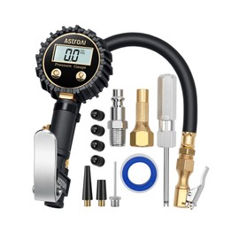 AstroAI Digital Tire Pressure Gauge with Inflator(3-250 PSI 0.1 for Display Resolution), Heavy Duty Air Chuck and Compressor Accessories with Rubber Hose and Quick Connect Coupler, White