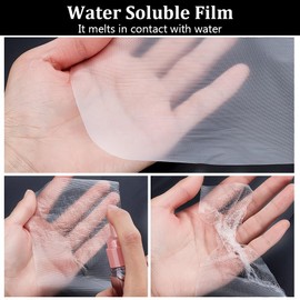 PH PandaHall 11.8 inch x 50 Yard Water Soluble Embroidery Stabilizer, Clear Stabilizer Film Transparent Wash Away Water Soluble Stabilizer and Topping for Embroidery Machine Hand Sewing Towels