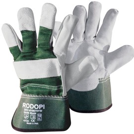 RODOPI Cowboy Leather Work Gloves for Men and Women Construction Gloves Size 9-10 Cowhide Split Leather Gardening Gloves Thorn Resistant EN 388:2016 (3 Pairs, 9)