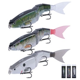 Goture Joint Lure, 2.0 oz (51 g/16 cm), 3 Colors, Interchangeable Soft Tail, Low Speed S-Shaped, Lifelike 5 Joint Design, Sea Fishing, River Fishing, Bass Fishing, Triple Hook, Tylava, Rockfish,