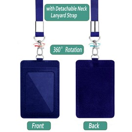 Pack of 2 ID Card Holder Leather Double-Sided Vertical Double-Sided ID Card Holder PU Leather ID Card Holder Double Sided Leather ID Card Holder with Strap Card Holder ID Card Holder with