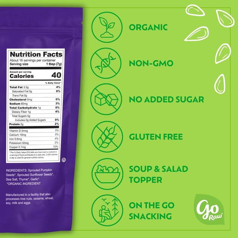 Go Raw Organic Sprouted Garlic Thyme Salad Toppers, 4 oz,