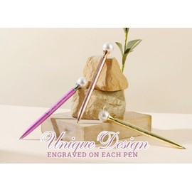 InnoBeta Grandma Gifts, Pearl Decorated Metal Ballpoint Pen Set of 3, Gift Ideas for Grandma on Birthday, Christmas, Mother's Day