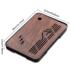 14 Inch Bamboo Tea Tray, Detachable Chinese Kongfu Tea Tray, Easy to Clean Chinese Tea Serving Tray, Tea Ceremony Set with Water Storage, Japanese Tea Set, Tea Box, Gift Set for Home Office