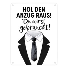 Best Man Metal Sign 15 x 20 cm with Saying "Hol den Anzug raus Du wirst gebraucht" Wedding Must-Have Bachelor Party Gag Best Friends Wedding Wedding
