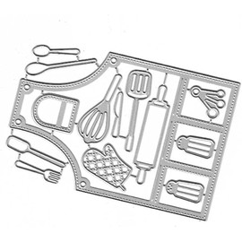 Silver Kitchen Apron Metal Cutting Dies Cooking Cutting Dies Stencils DIY Scrapbooking Album Paper Card Making Embossing Craft Dies Decor,Die-Cutting and Embossing, Scrapbooking