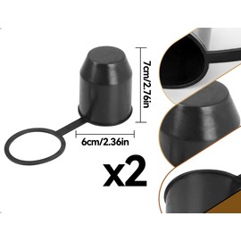 Emezddo 2 Stück Anhängerkupplung Schutzkappe,Staubdicht und Wasserdicht Kugelschutzkappe,Universal Kunststoff Kugelabdeckung mit Sicherungsring,verwendet für Auto Wohnmobil(Schwarz)