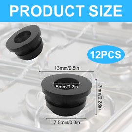 LongZYU Pack of 12 Pot Support Rubbers Gas Stove Caravan Rust Rubber Feet Compatible Pot Supports with 5 mm Rods Rubber Grommets Gas Stove Rubber Buffer Motorhome Stove Accessories Black