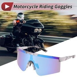 Hihaha 1 Pc Motorcycle Riding Goggles Anti-glare Tri-acetel Cellulose PC UV400 Cycling Sunglasses Blue Lens Black White Frame