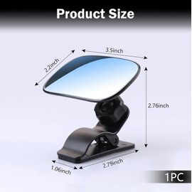 Polcatay Baby Car Mirror, High-definition Wide-view Rear Seat Child Observation Mirror, 360 Degree Adjustable Angle Clip-on Installation Multi-function Interior Accessories, for Most Cars (Black)