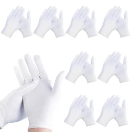 AXERHK Cotton Gloves, White, Cotton Gloves, 8 Pairs Soft White Gloves for Dry Hands, Moisturiser, SPA, Hand Care