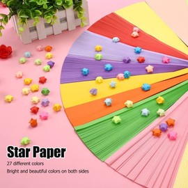 2700 Hojas de Origami de Estrella, Colores Tamaño Carta, Tiras de Papel Plegable de Doble Cara para Bricolaje y Manualidades (27 Colores)