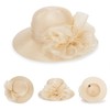 IZUS Women Organza Kentucky Straw Hat,Flower Band Brim Derby Sun