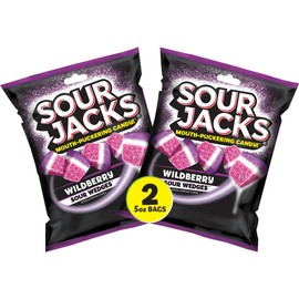 Sour Jacks Sour Candy Gummy Snacks, Wildberry Sour Wedges, Bulk Pack, 5 oz Individual Single Serve Bags (Pack of 2)