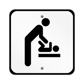 Aluminum Square Metal Sign Multiple Sizes Baby Changing Station Men's Room Recreation Parks Forestry Camping B Black Restroom, Bathroom & Lunchroom Weatherproof Street 18x18Inches
