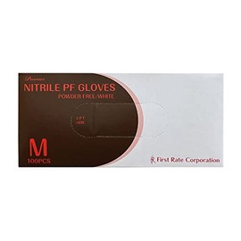 First Rate Nitrile PF Gloves (White) FR-857(M) 100 Maiiri