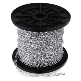 Yaocom 100 ft 1.3mm Galvanized Steel Hanging Jack Chain Gold Metal Link Chain Roll Spool for Light Fixture, Bird Feeders, Overhead Lights, Artworks, Flowerpots(50 Ft, 1.3mm,Silver)