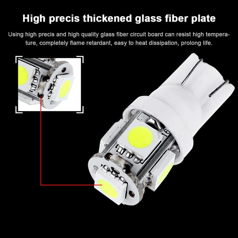 cciyu (10) T10 5-5050-SMD PC194 LED Bulb Instrument Panel Cluster