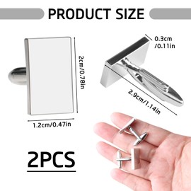 Silver Rectangle Cufflinks for Men, 1 Pair Classic Cufflinks Buttons Cufflinks Mens 360 Rotation Tuxedo Shirt Cuff Links Metal Geometric Shape Cufflink for Wedding Formal Business Christmas Present