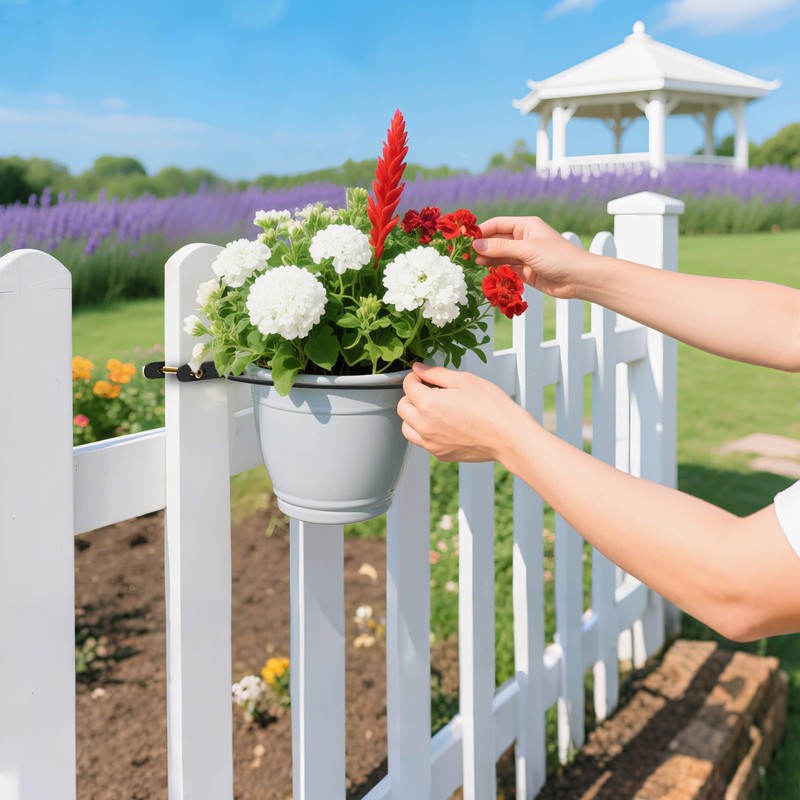 Vercome Hanging Flower Pots Holder-Deck Railing Plant Container Holder for