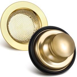 Retisee 2 Piezas Colador de Drenaje para Fregadero de Cocina Dorado Juego de Filtros de Tapón de Acero Inoxidable de Cesta Tapón de Fregadero Antiobstrucción para Estándar de 3 1/2 Pulgadas Basurero