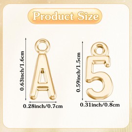 108 Pcs Bubble Letter Charms Gold Alloy Metal A-Z Alphabet Letter Charms Number Dangle Charm Pendant Spacer Beads for DIY Craft Bracelet Wristbands Necklace Choker Keychain Jewelry Making Finding