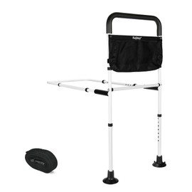 kajkey kajkey Adjustable Bed Rail for Elderly, 45-53 cm Height, 73-93 cm Width, Storage Bag, Black and White (XL)