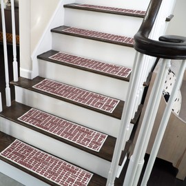 SUSSEXHOME Hudson Design 9" X 28" Stair Treads - 70% Cotton Anti-Slip Carpet Strips for Indoor Stairs-Easy to Install with Double Adhesive Tape-Safe, Extra-Grip, 15-Pack-Maroon