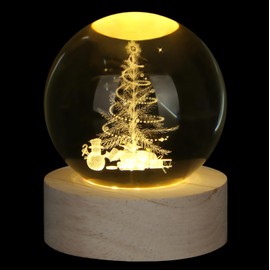 XIANNVXI 3D Christmas Tree Crystal Ball Light Christmas Tree Paperweight Christmas Ornament for The Home Christmas Tree Lamp Xmas Tree Ornament Sphere Lamp Bedroom Decoration