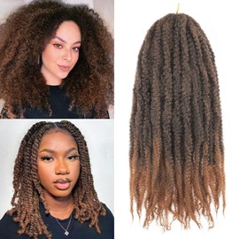 Marley Hair 18 Inch Marley Twist Hair Afro Twist Marley Braiding Hair for Faux Locs Crochet Hair 3 Packs Synthetic Hair Extension (T30#, 12 inch/3 Packs)